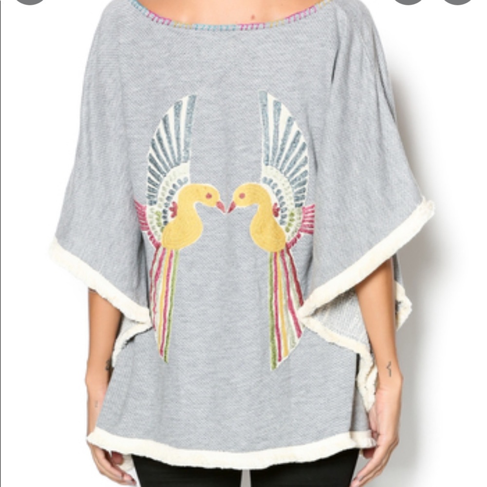 Judith March Grey Bird Poncho